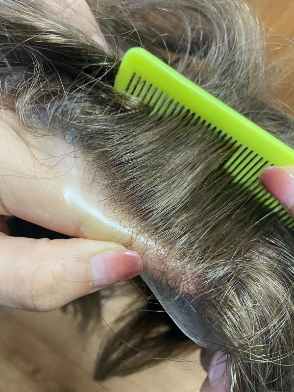 Thin PU skin  #4r  100%human hair toupee for man - Image 3