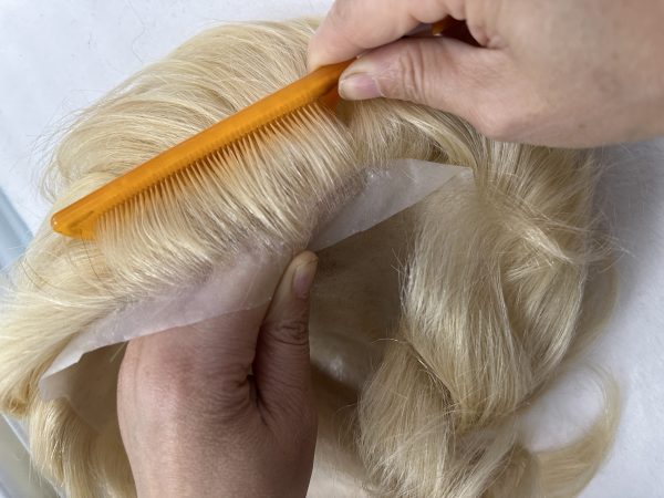 Thin PU skin（06-08mm）613  100%human hair toupee for man - Image 3