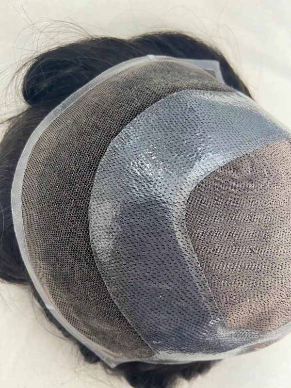 Swiss Lace front,mono center 4"x4", Poilskin in perimeter,formated into 2 layers #1B - Image 3
