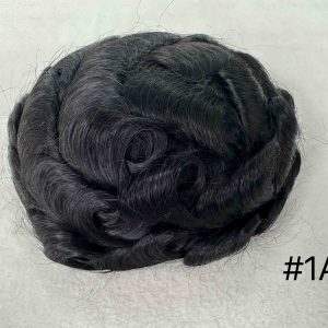 Thin PU skin #1A 100%human hair toupee for man