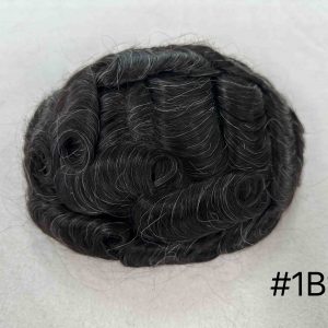 Thin PU skin #1B10 100%human hair toupee for man