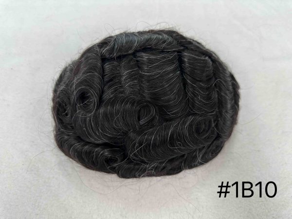 Thin PU skin #1B10 100%human hair toupee for man