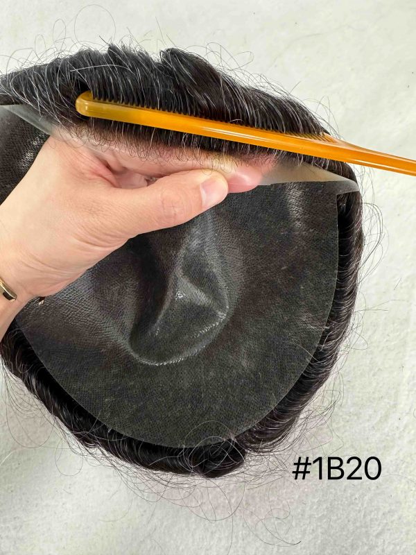 Thin PU skin #1B20 100%human hair toupee for man - Image 2