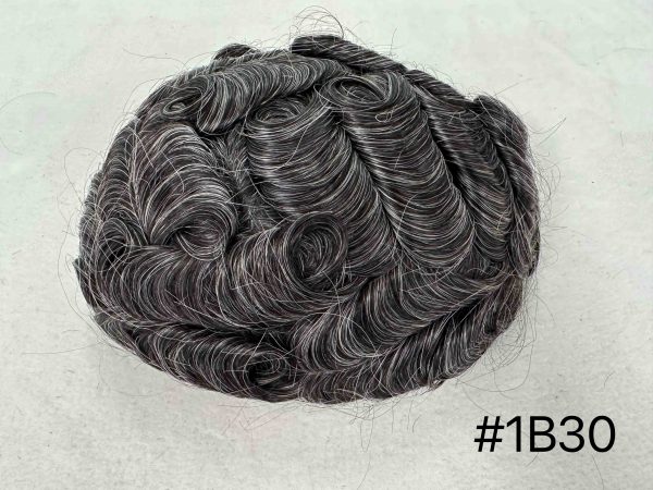 Thin PU skin #1B30 100%human hair toupee for man