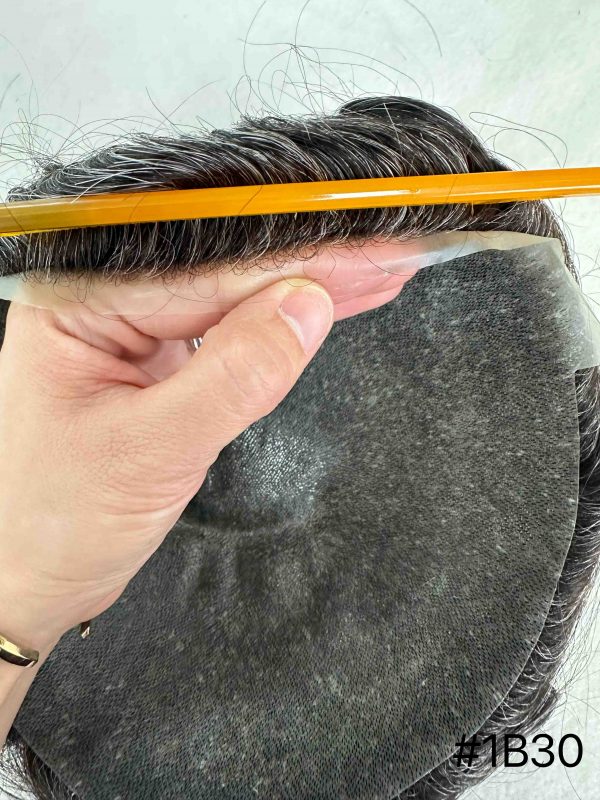 Thin PU skin #1B30 100%human hair toupee for man - Image 2