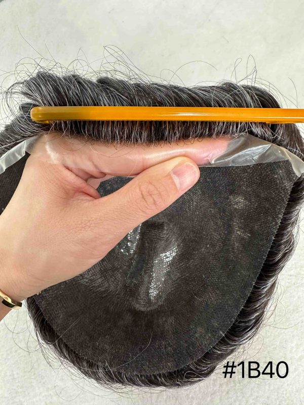 Thin PU skin #1B40 100%human hair toupee for man - Image 2