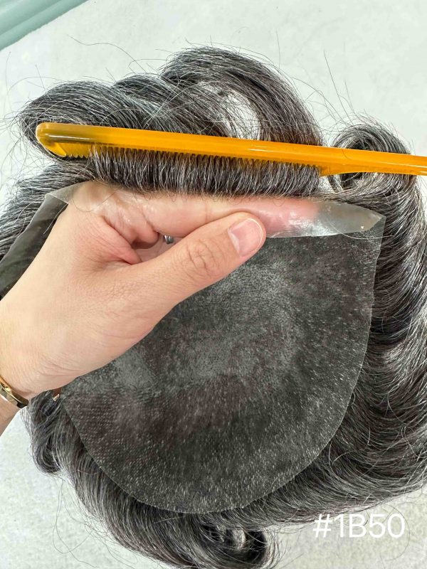 Thin PU skin #1B50 100%human hair toupee for man - Image 3
