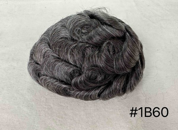 Thin PU skin #1B60 100%human hair toupee for man