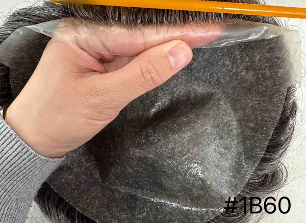 Thin PU skin #1B60 100%human hair toupee for man - Image 2