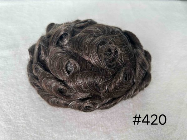 Thin PU skin #420 100%human hair toupee for man