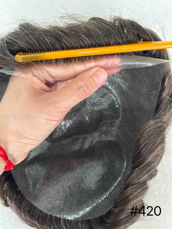 Thin PU skin #420 100%human hair toupee for man - Image 2
